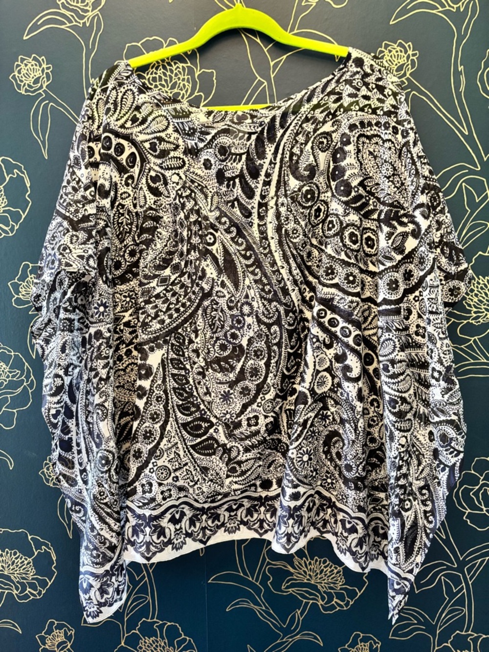 TALBOTS scarf / wrap / coverup / topper SILK BLEND 2x PLUS SIZED paisley SHEER - Picture 3 of 5